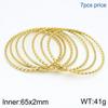18K Gold-Plated Titanium Steel Stacking Ring and 3mm Round Bangle Bracelet Set for Women