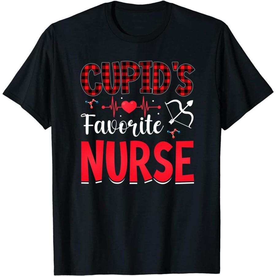 Cupid s Favorite Nurse Hearts Funny Valentines Day T-Shirt, Long Sleeve Shirt, Sweatshirt, Hoodie XXXXXL разноцветный