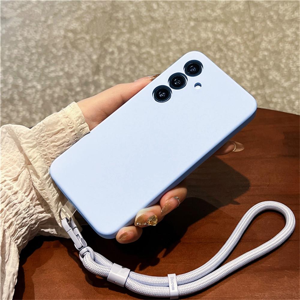 For Samsung Galaxy S25+ Case Precise Cutouts Liquid Silicone+PC Phone Cover with Wrist Strap