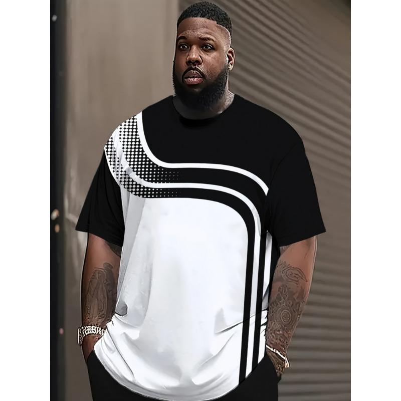 3 Men's Breathable Casual Sports T-shirts - Short Sleeved Stripes and Geometric Patterns