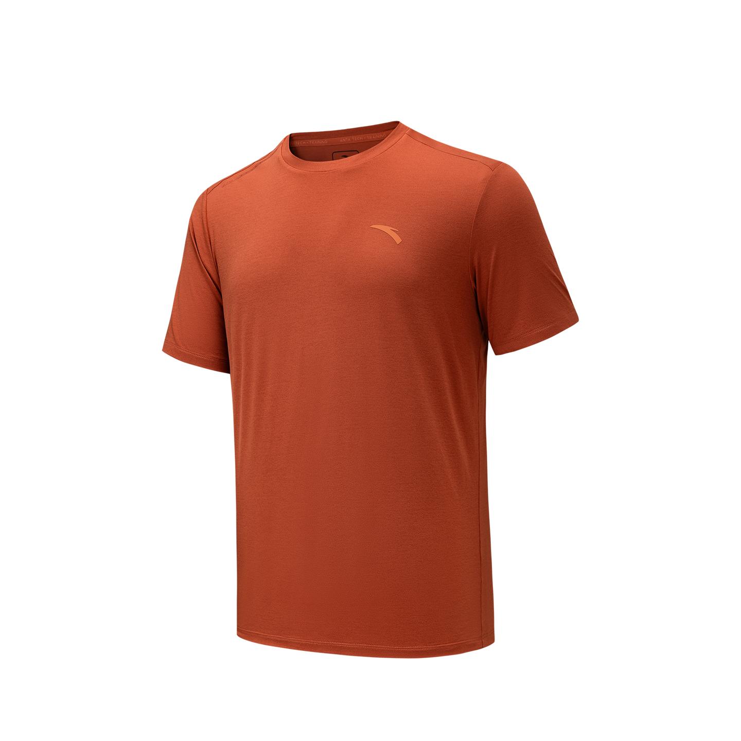 

Anta Training Short Sleeve Knit Shirt Summer Sports T-Shirt Men tops Tea-Brown Orange 952627106-3 M