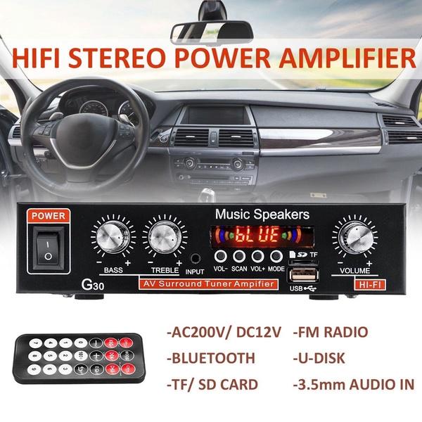 Auto & Zuhause 220 V/110 V 12 V 800 W Bluetooth 4.0 Hochleistungs-2-Kanal-TF/U-Disk/Fernbedienung/Leistungsverstärker FM-Radio Auto-Leistungsverstärker