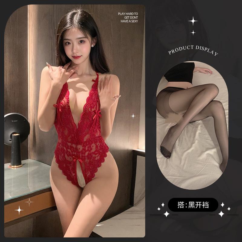 Sexy lingerie sexy plus size female sexy transparent onesie hot free lace uniform perspective seduction suit