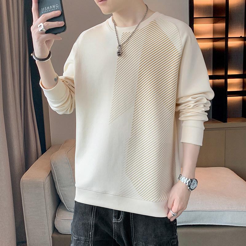Men's Trendy Loose Fit Hoodie: Spring & Autumn Long Sleeve Pullover with Round Neck