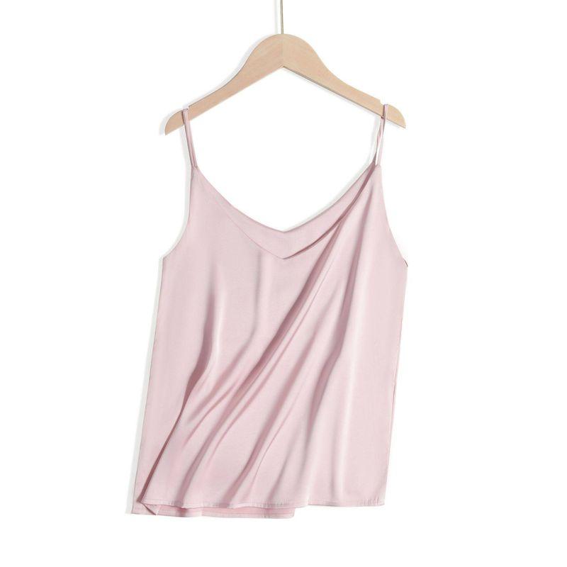 Silk Camisole for Women, V-Neck Spring/Summer Top, Trendy Base Layer, Stylish Acetate Outerwear Tank Top