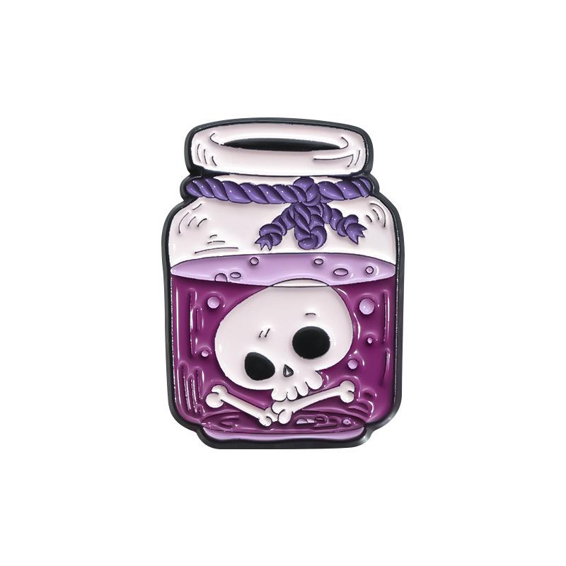 Halloween Charming Purple Brooch In Creative Skull And Potion Bottle Style Perfect For Festive Occasions Gifts And
