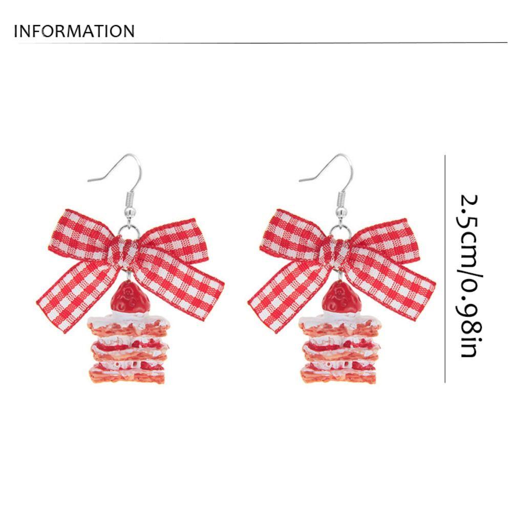 Cupcake Bow Studs Earrings Ice Cream Cake Earrings Studs Creative Strawberries Ear Clip Ladies