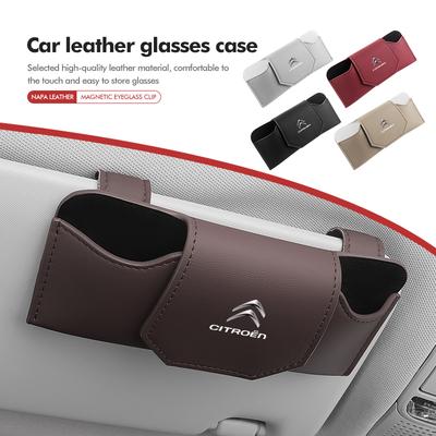 Support de lunettes de soleil magnétique en cuir pour pare-soleil de voiture, étui pour C4 C3 C5 C1 C2 C6 C4L DS3 DS4 Berlingo Picasso Jumper