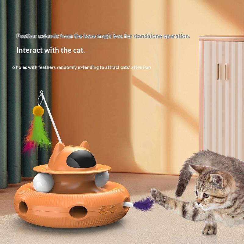 New Design USB Charging Electric Laser Interactive Feather Tail Pet Cat Toy