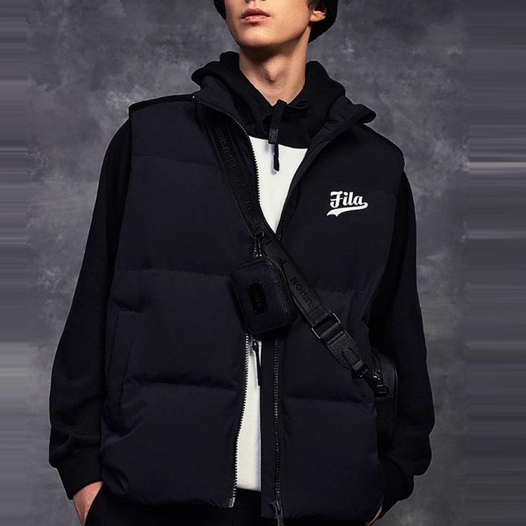 Fila Fusion Fashionable Warm Loose Stand Collar Vest Men tops Black T11M342903F-BK