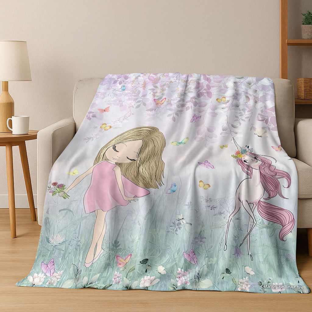 Elegant Ballet Dacing Girl Ballerina Cartoon Flannel Blanket,Cozy Soft Throw Blanket for Home Bedroom Bed Sofa Cover Gift Kids