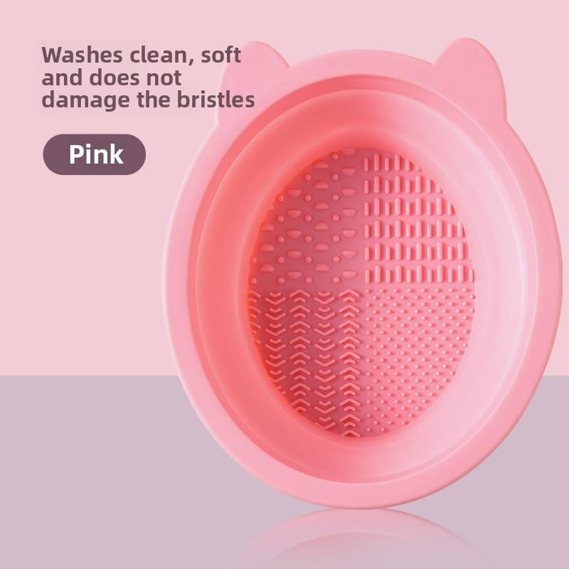 Silicone Washing Bowl Make up Brush Cleaning Box Folding Powder Puff