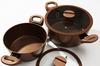 PEARL METAL VISIONS Stew/Curry Pot, 24cm, IH Compatible, with Glass Lid, Gold Coating, CP-8810
