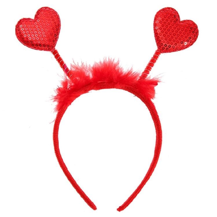 Sequins Hairband Valentine's Day Heart Headbands Red Heart Garland for Valentine