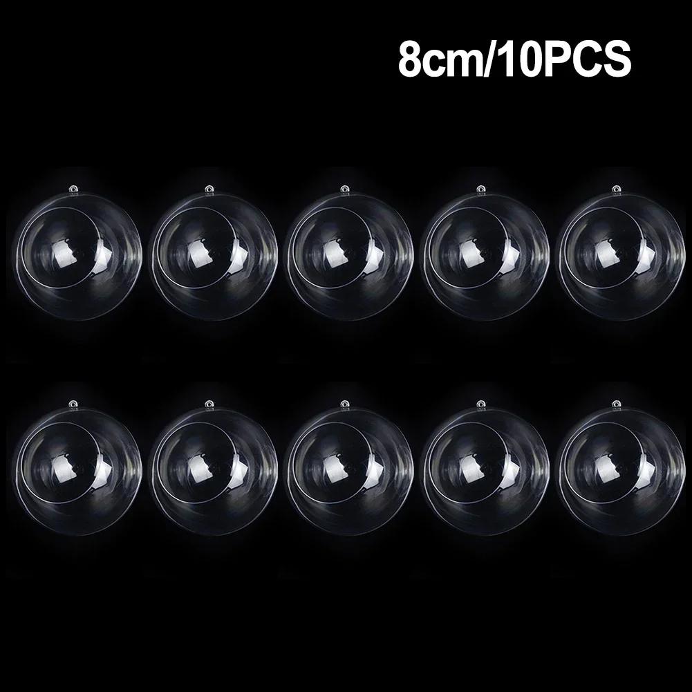 

10PCS Versatile Transparent Acrylic Open Balls For Holiday Crafts And DIY For Xmas Party Kids Present Box Decorations Accessory