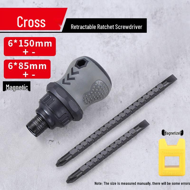 Compact Mini Two-Way Screwdriver: Short Handle, Interchangeable Phillips, Slotted, Torx Heads