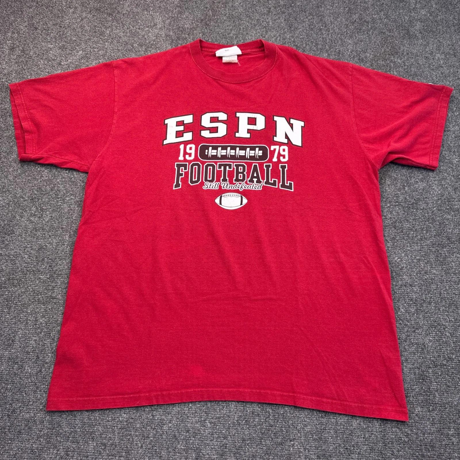 

Vintage Y2K ESPN Football T Shirt Adult Size XL Red Varsity Logo Cotton Tee S
