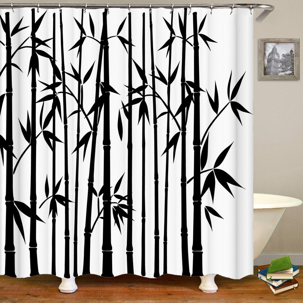 3D Shower Curtain Tropical Plants Palm Tree Birch Printed Waterproof Polyester Fabric Bath Curtains for Bathroom with Hooks