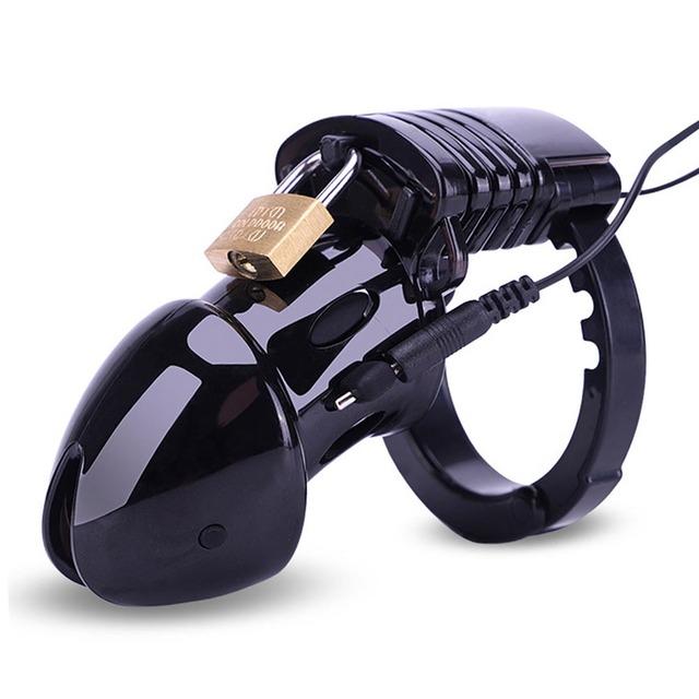 Electric Shock Chastity Cage Cock Cage Plastic Male Chastity Device Sex Toys Penis Cage With Host Vibrating Cock Ring For Men
