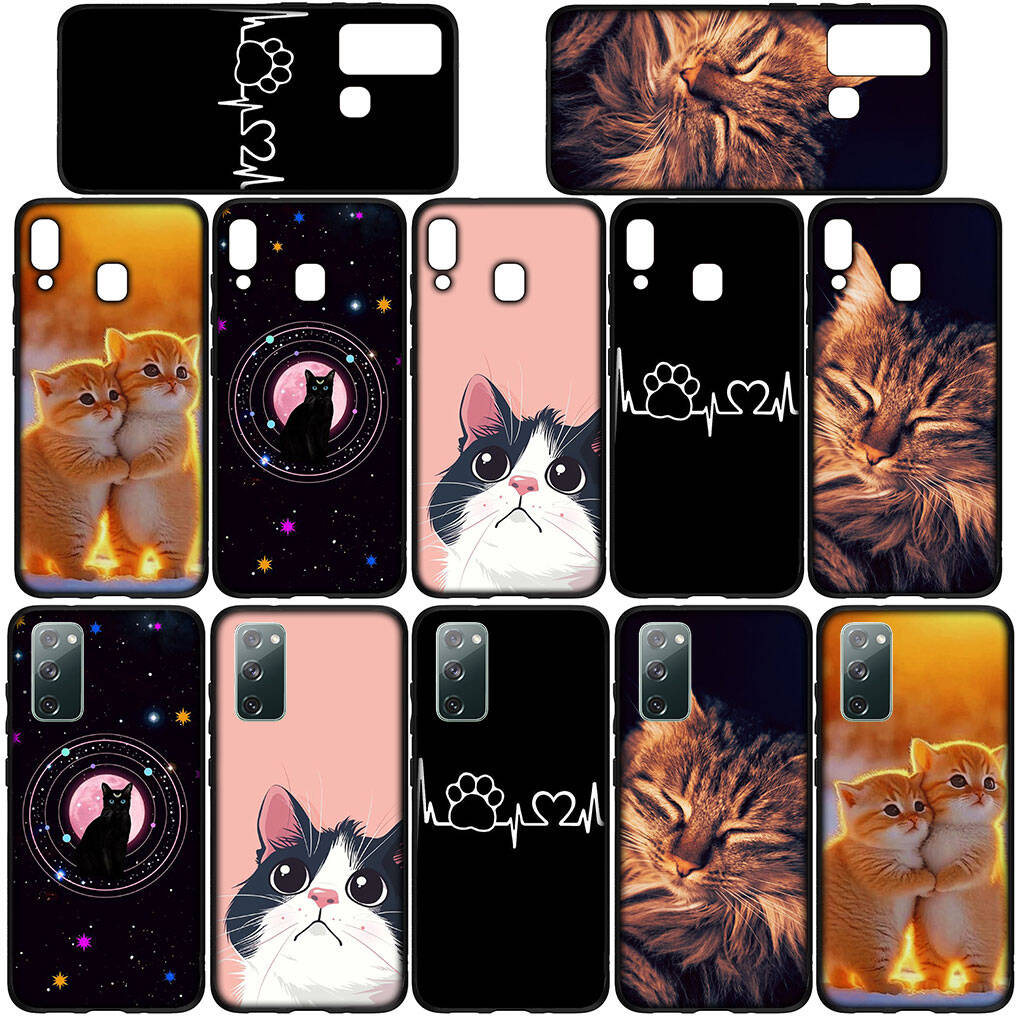 For Samsung Galaxy S25 S24 S23 S22 Ultra FE Plus A17 A37 A57 A56 A55 A06 A16 A15 A36 A26 A35 A05 A25 A54 A34 Phone Case Comics Cat Meow Lovely Cover