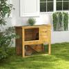 Houten Konijnenhok 2 Verdiepingen met 3 Deuren Uitschuifbare Lade Hellingbaan Asfalt Dak 85 x 50 x 80 cm Geel