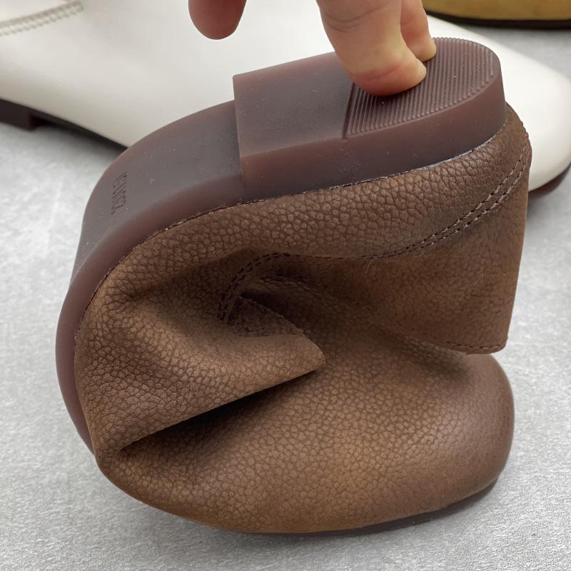 Johnature Handmade Genuine Leather Soft Soled Loafers Casual Soft Cowhide Flat Women's Slip-on Shoes