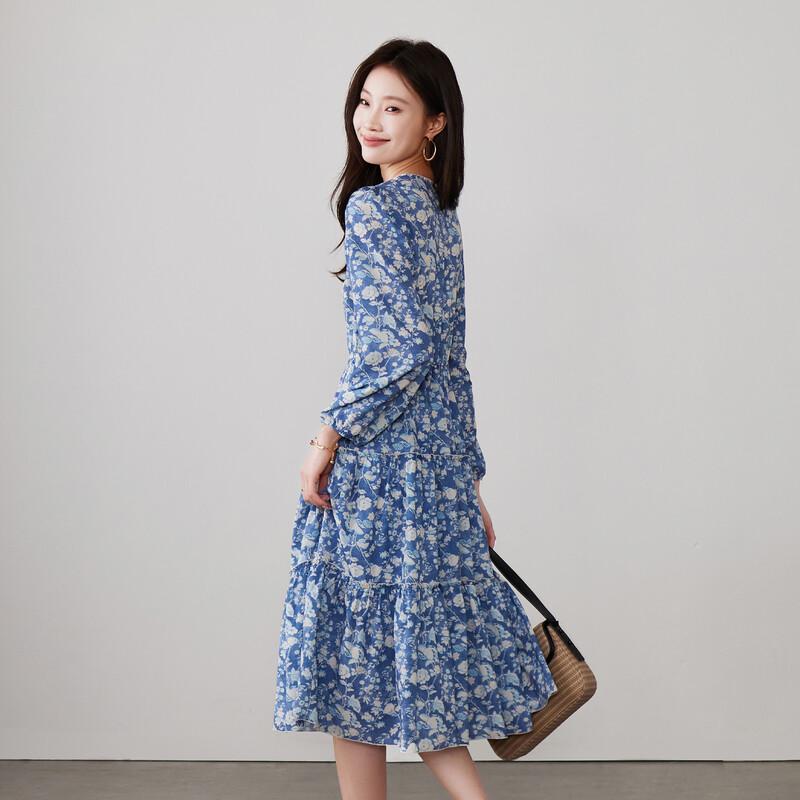 SOFSIL 2026 Spring Patchwork Floral V-Neck Midi Dress