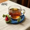 Decorative Cup Blanket Funny Crochet Lizard Coaster Handmade Knitted Animal Mat 3D Flip Cute Table Protector Design Drink Coaster for Desk