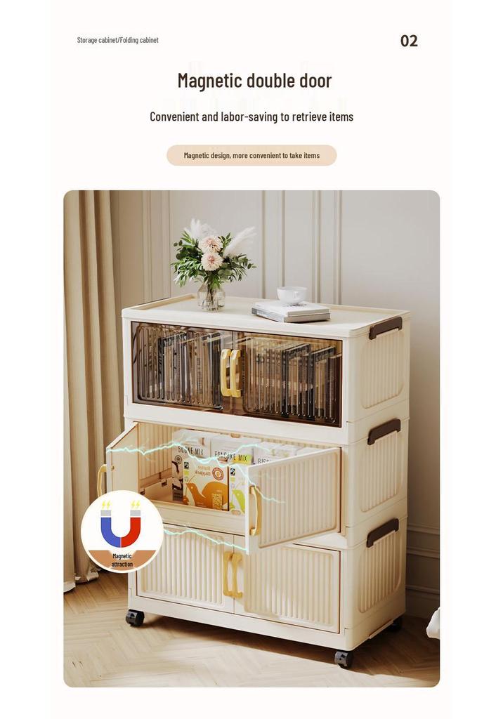 Folding Multi-Layer Plastic Storage & Wardrobe Cabinet for Kids and Households