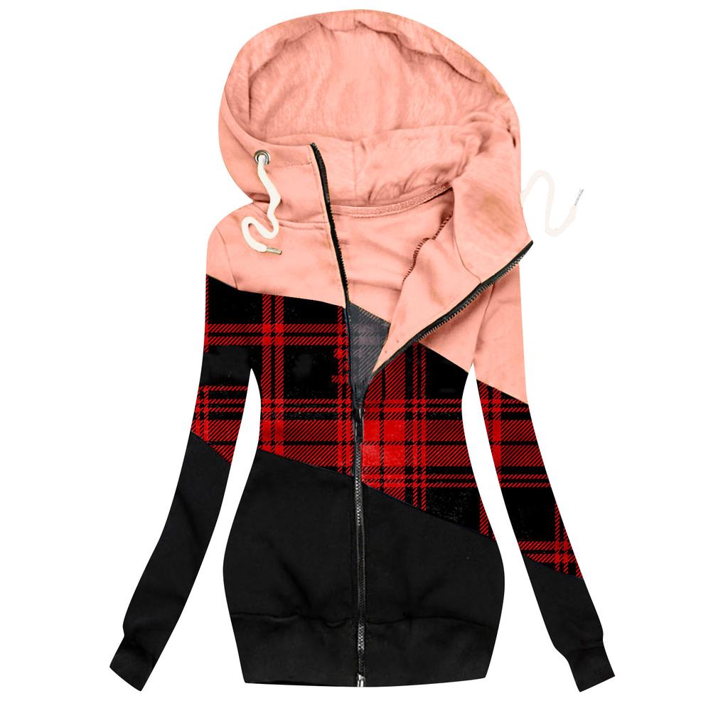 Hanorac casual cu fermoar la modă pentru femei, asortat cu mâneci lungi, cu șnur