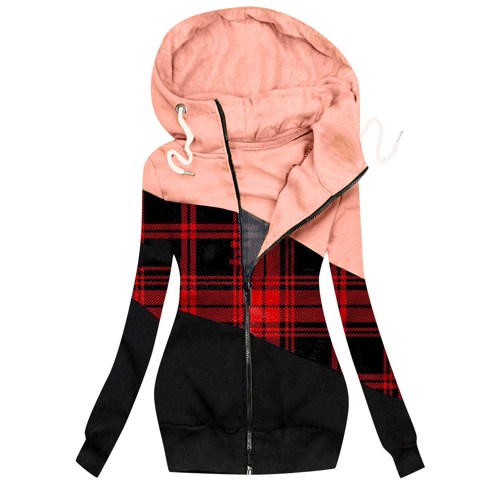 

Женская мода, повседневная толстовка с капюшоном на молнии, подходящее по цвету пальто с длинными рукавами и шнурком XXL розовый