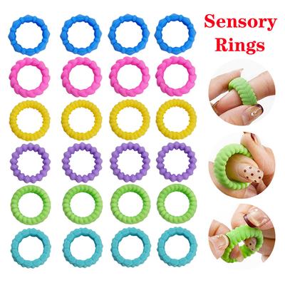 6/12/18 Peças Anéis Sensoriais Brinquedos Fidget Autismo Acalmante Alívio do Estresse Conjunto de Anéis para Dedos Presentes para Crianças Prêmio para Sala de Aula de Alunos