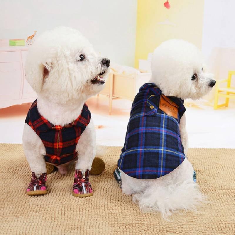 Rutschfeste Robuste Sohle Hundeschuhe Für Pudel Und Teddyhunde Warm Und Gemütlich In Rosarot Und Blau