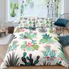 Succulents Bedding Set, Exotic Flower Duvet Cover Twin Size For Kids Boys Girls, Branches Leaf Floral Polyester Comforter Cover