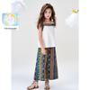 Montagut Girls' Summer Ethnic Style Sleeveless Top & Wide-Leg Pants Set