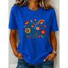 Fashion Women Retro Creative Colorful Flowers Print T Shirt Funny Casual O-neck Short Sleeves T-shirt Summer Female Tee Shirt