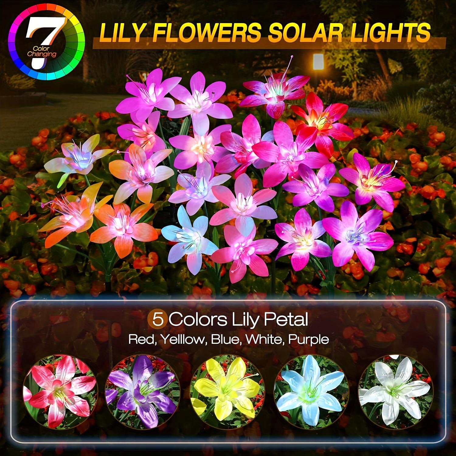

Solar Garden Light Outdoor Blooming Lily Solar Flower Outdoor Waterproof Landscape Lamp for Yard Patio Flowerbed Christmas Decor 1pcs