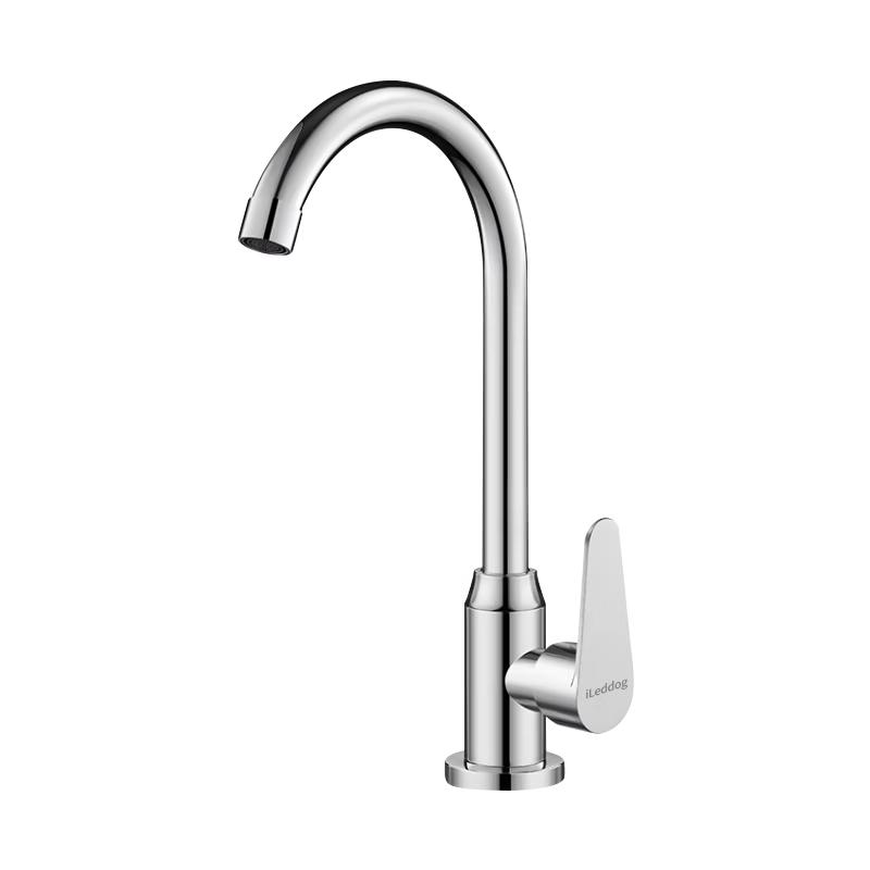 iLeddog 360° Swivel Single Cold Stainless Steel Kitchen Faucet 20-year Warranty