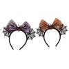 Eye Catching Halloween Costume Headband with Spiders Ears and Bows Adjustable Headwear Cosplay Hair Decoration