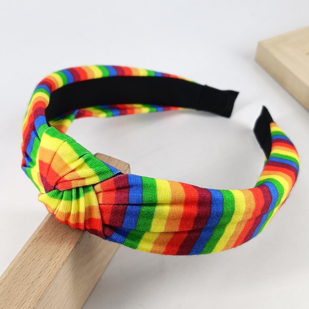 Colorful Rainbow Striped Hair Hoop Elegant Pride Day Rainbow Striped Headband Durable Soft Festive Party Hair Accessories