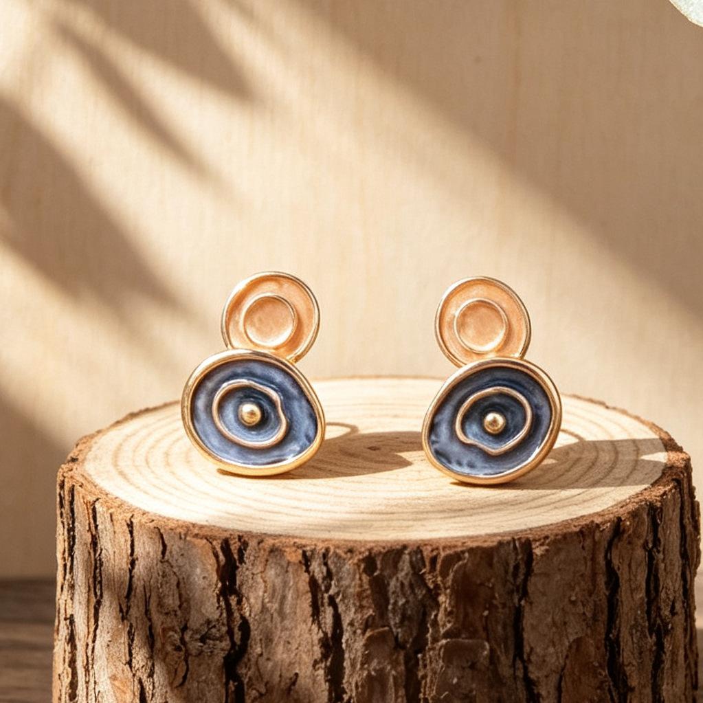 Hot-selling irregular round cake hand-painted enamel color earrings niche design sense premium French versatile stud earrings