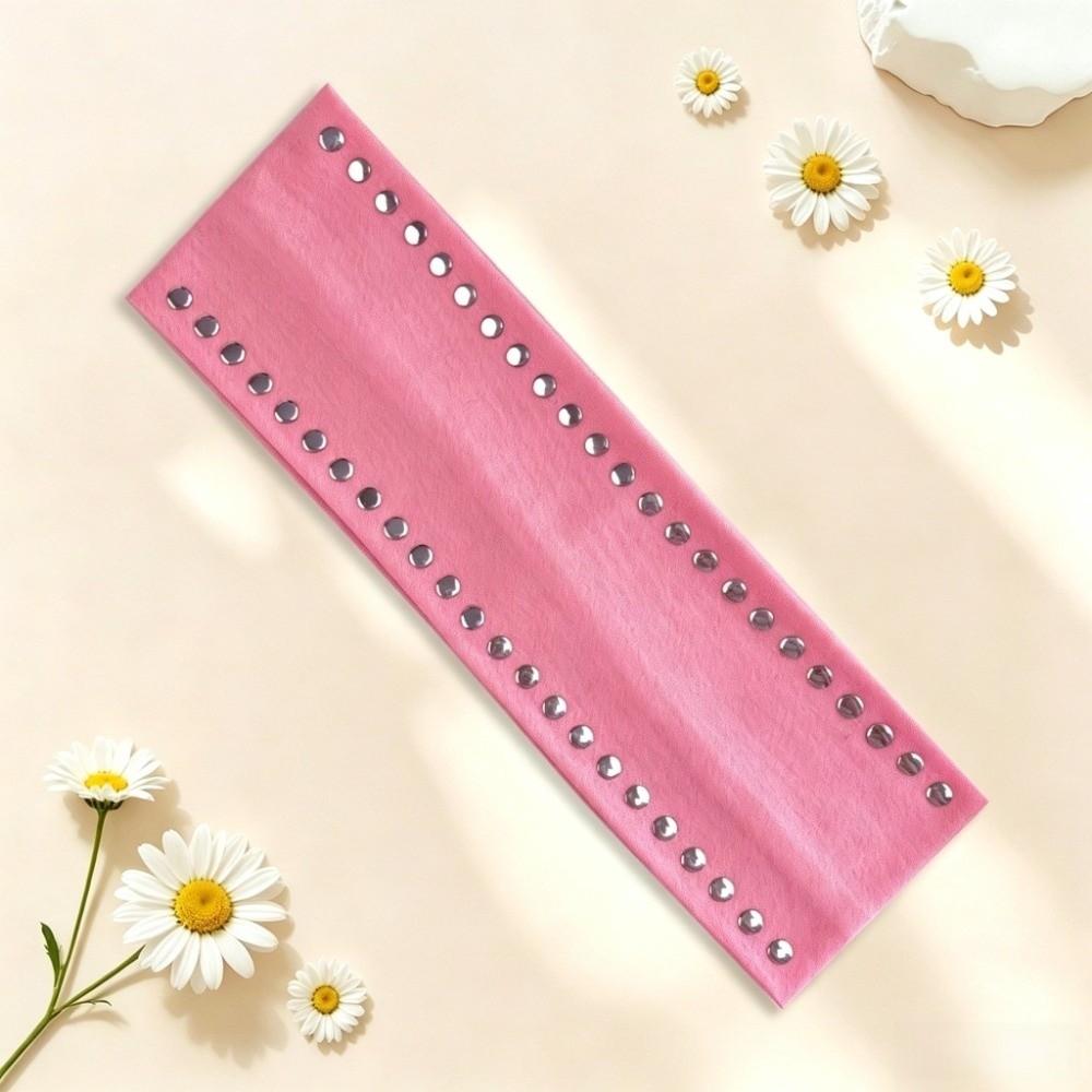 Double Row Sports Headband Wide Metal Stud Hair Wrap Trendy Elastic Hairband Running