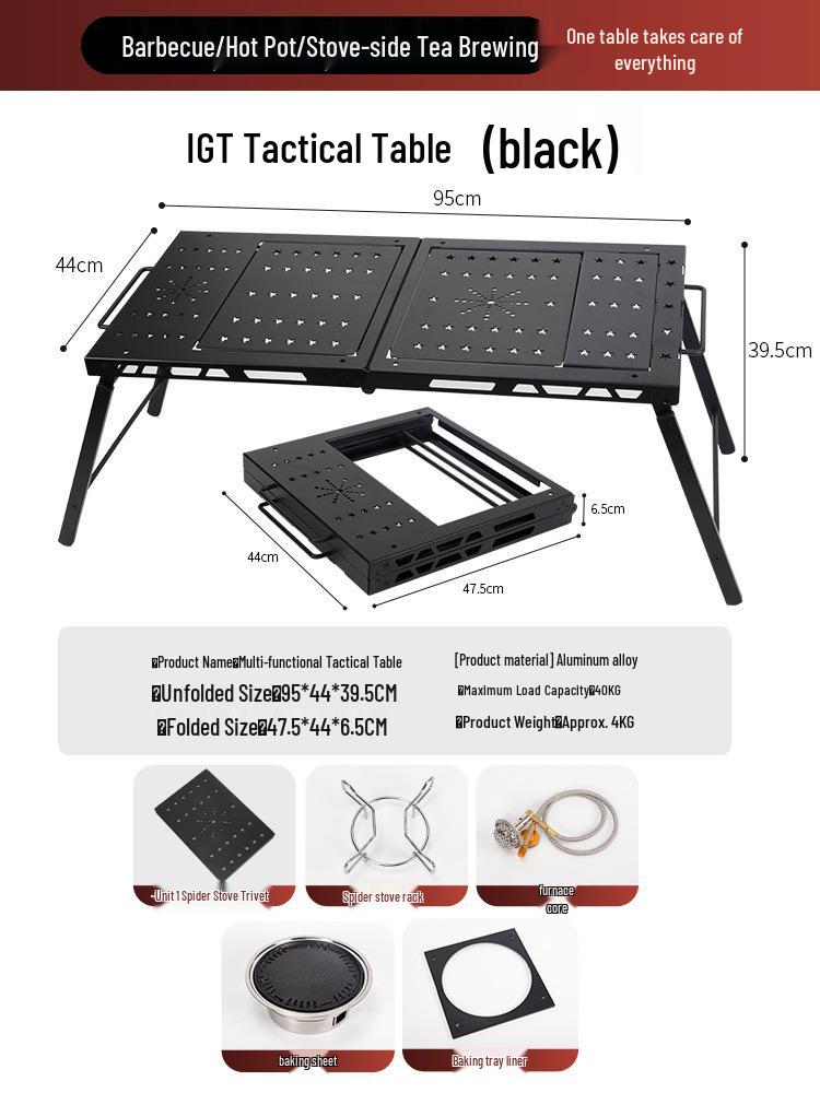 Tragbarer leichter Aluminium-Campingtisch - Faltbare taktische IGT BBQ-Tischplatte