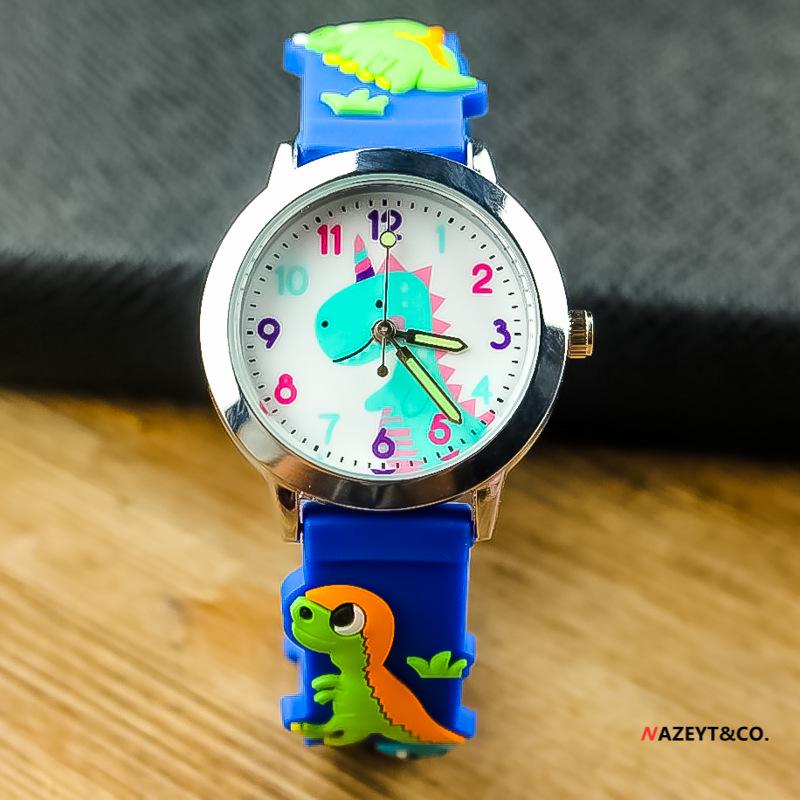 Fashionable 3D Silicone Dinosaur Quartz Watch for Kids - Cute Cartoon Animal Design