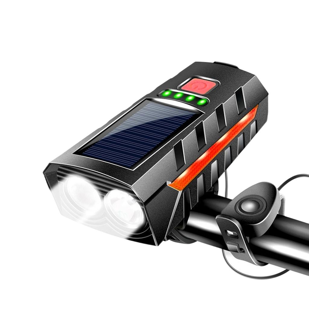 Solare Rennrad-Frontleuchte, USB-wiederaufladbar, LED, Cycling Power Display, Taschenlampe für Nachtfahrten