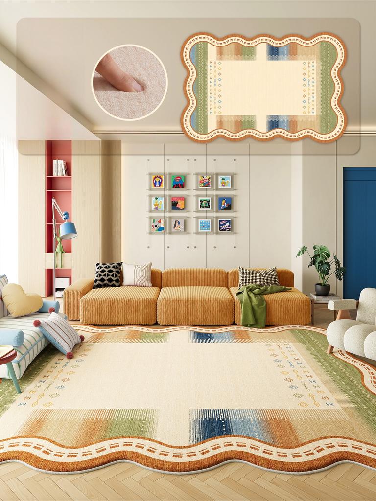 Dopamine Color Carpets for Living Room Large Area Bedroom Decor Irregular Carpet Fluffy Soft Floor Mat Thick Plush Cloakroom Rug