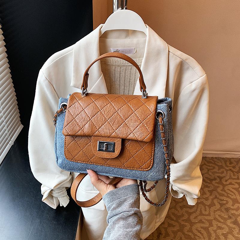 Rhombus Chain Bag Women's New Summer Niche Messenger Bag Retro Portable Small Square Bag