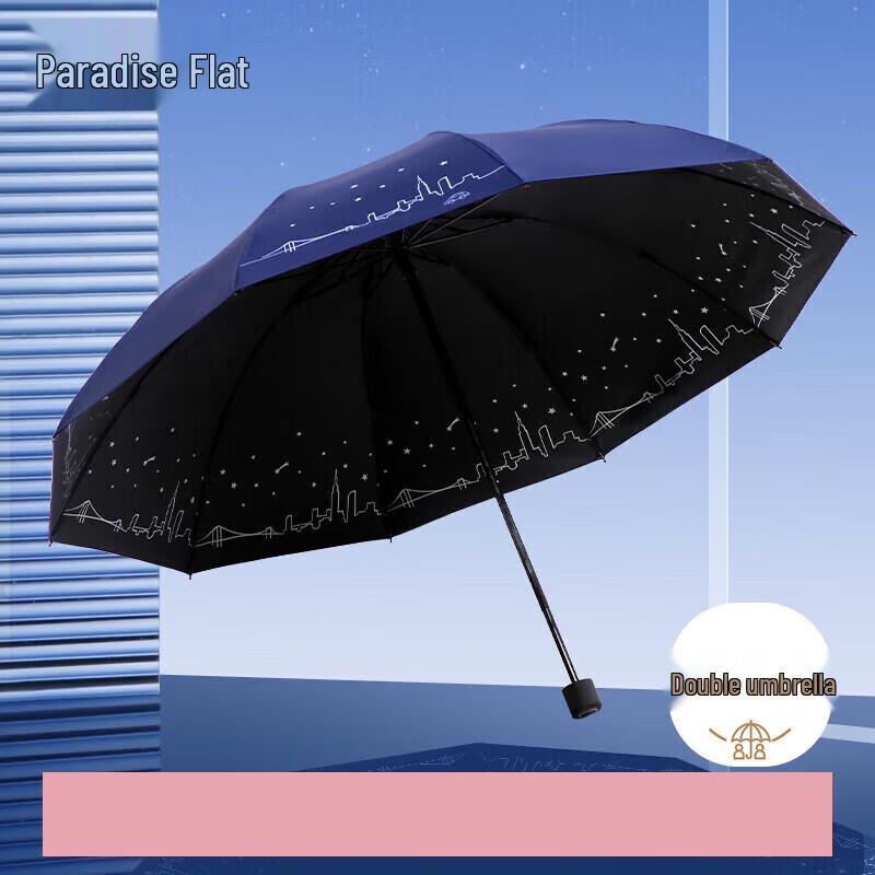 Ttass Large 10-Rib Windproof 3-Fold Sun/Rain Umbrella
