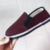 Old Beijing cloth shoes, rubber-soled women's elastic cloth shoes, red grid coffee grid traditional canvas shoes