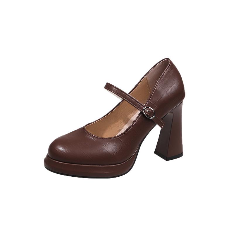 Fashion 2025 New Women's Thick Heel Shoes Spring New Round Head Shallow Mouth Thick Sole Anti-slip Wear-resistant High Heels